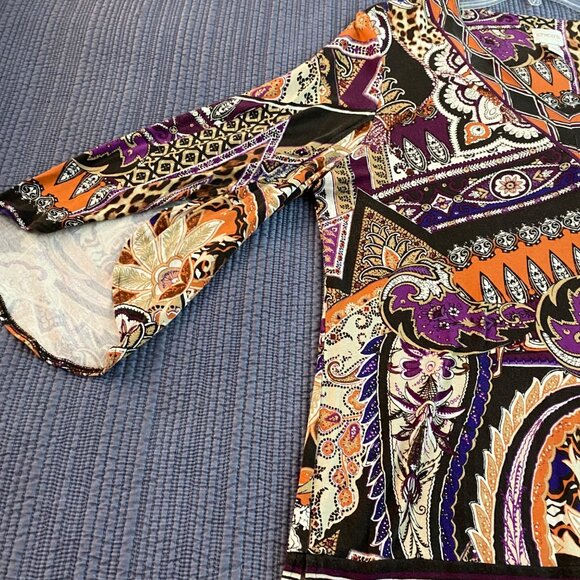 Chico's Size 2 Paisley Print Tunic with Bell Sleeves - Picture 8 of 8